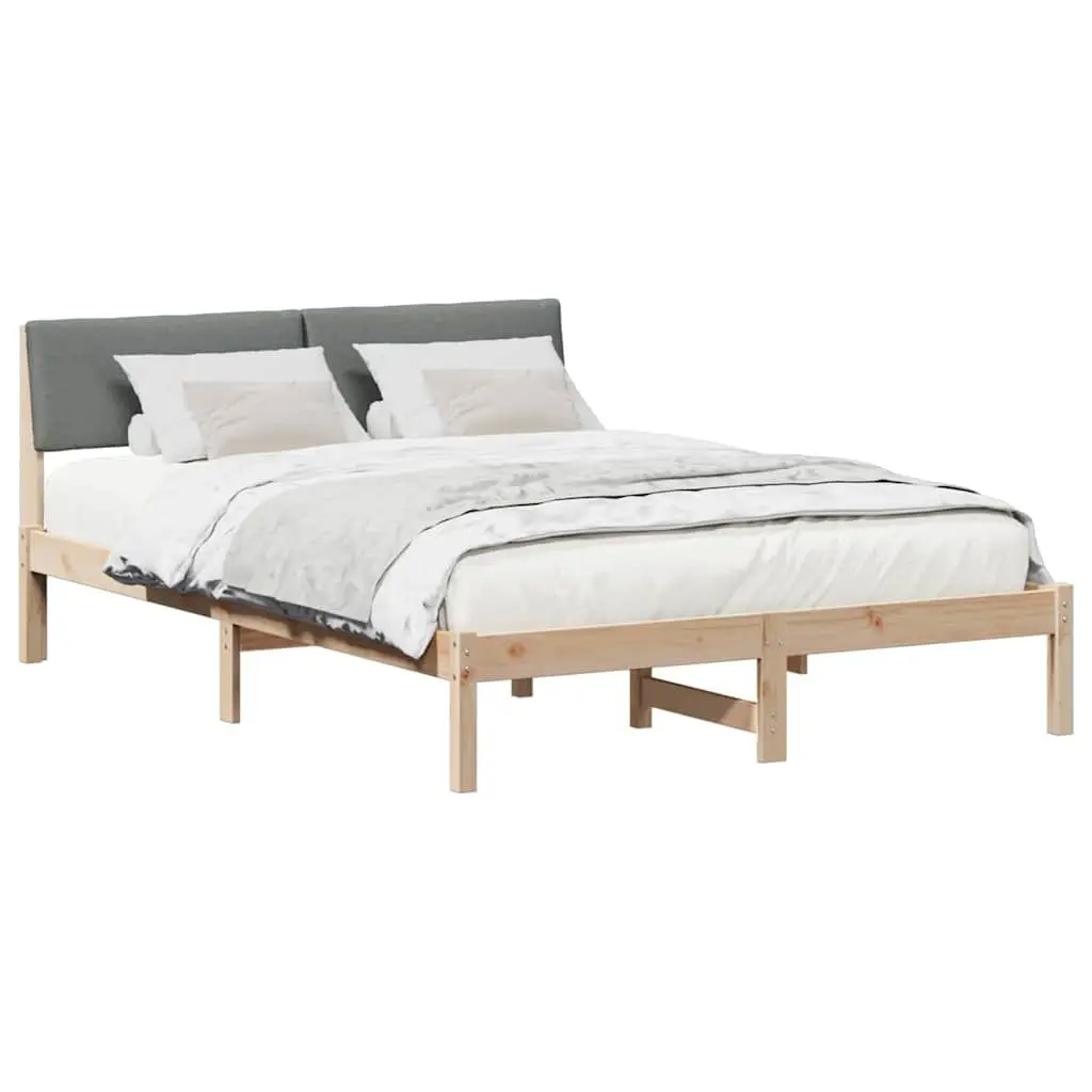 Bed Frame Solid Pine Wood 135 x 190 cm Modern Brown