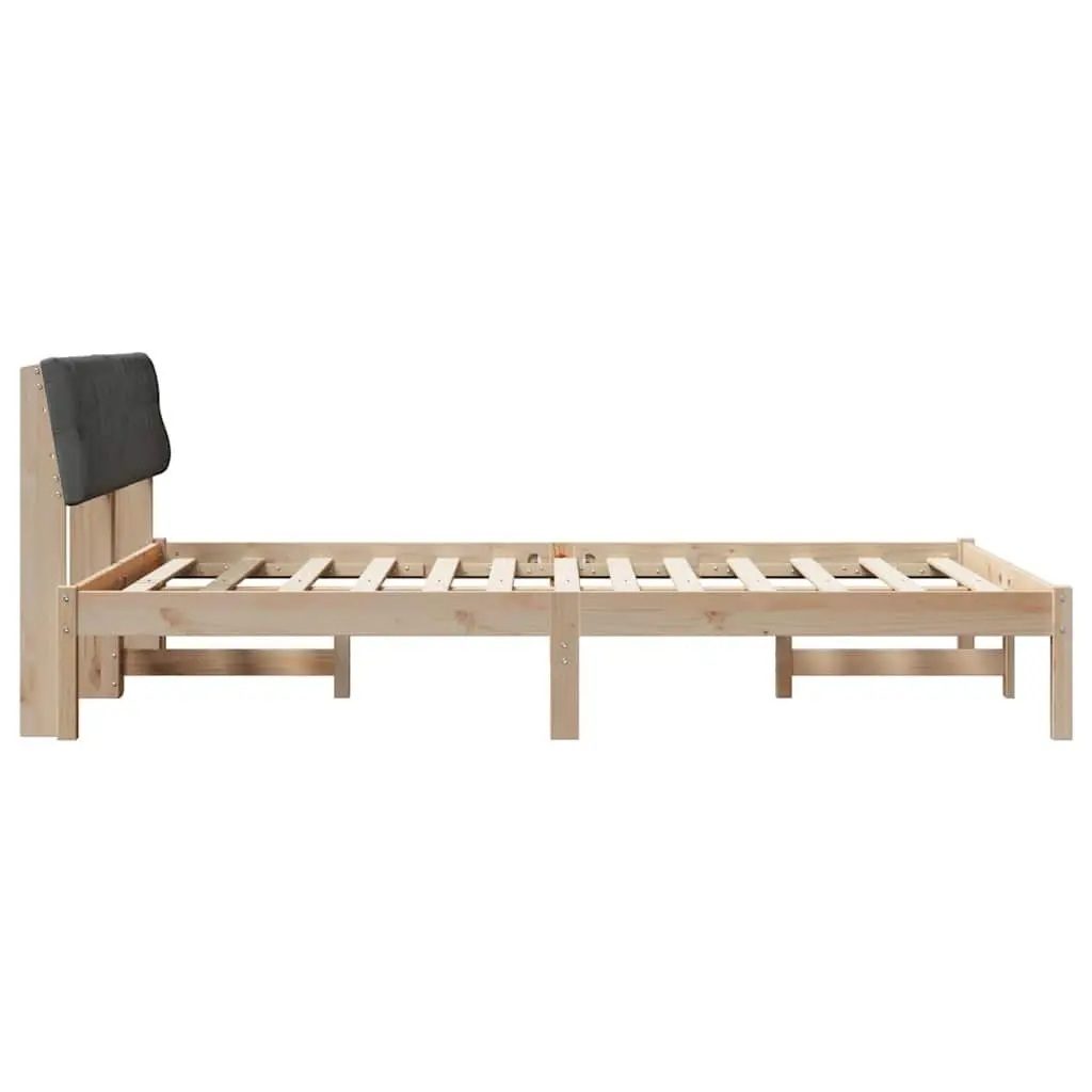 Platform Bed Frame Solid Pine Wood 135 x 190 cm Brown Dark Grey Modern Bedroom