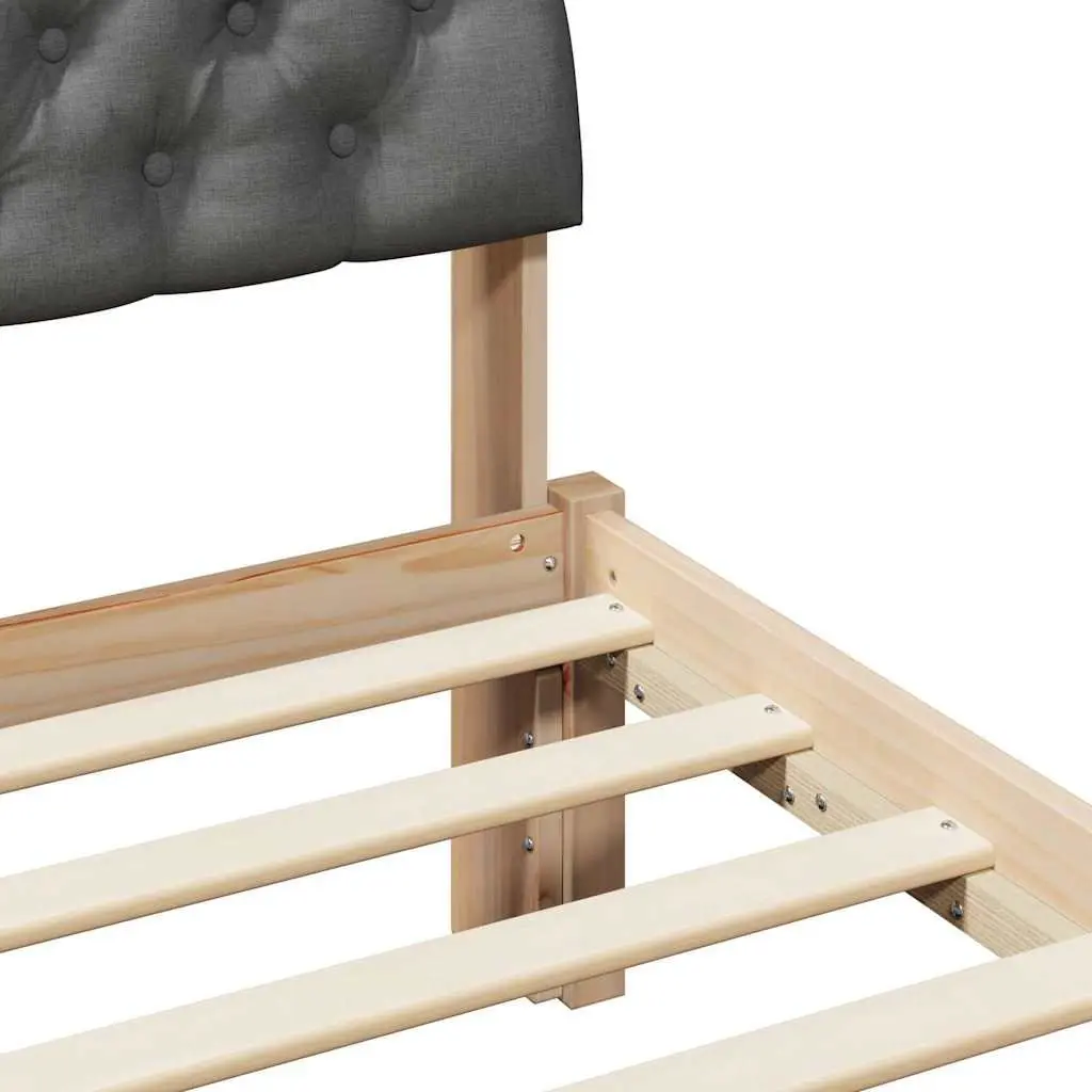 Platform Bed Frame Solid Pine Wood 135 x 190 cm Brown Dark Grey Modern Bedroom