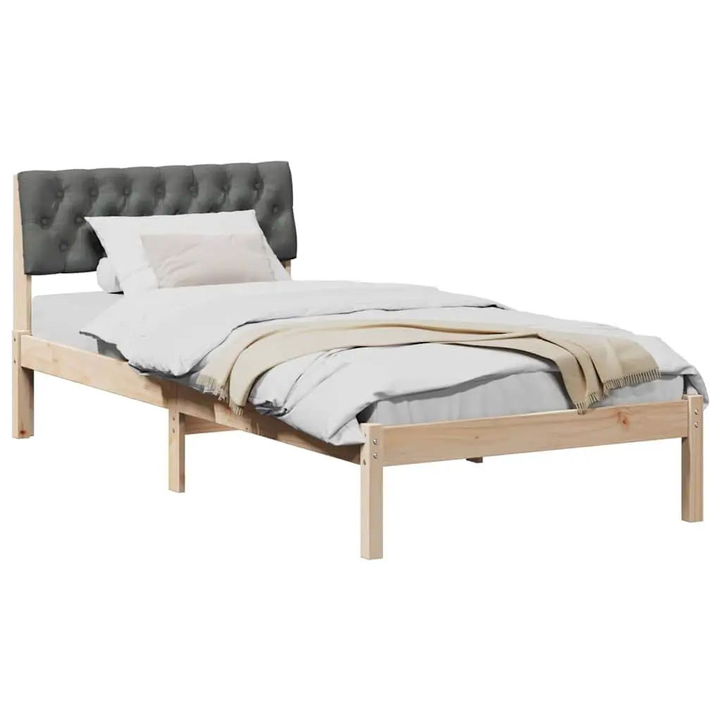 Bed Frame Solid Pine Wood 90x190cm Brown Dark Grey Platform Bedroom Furniture