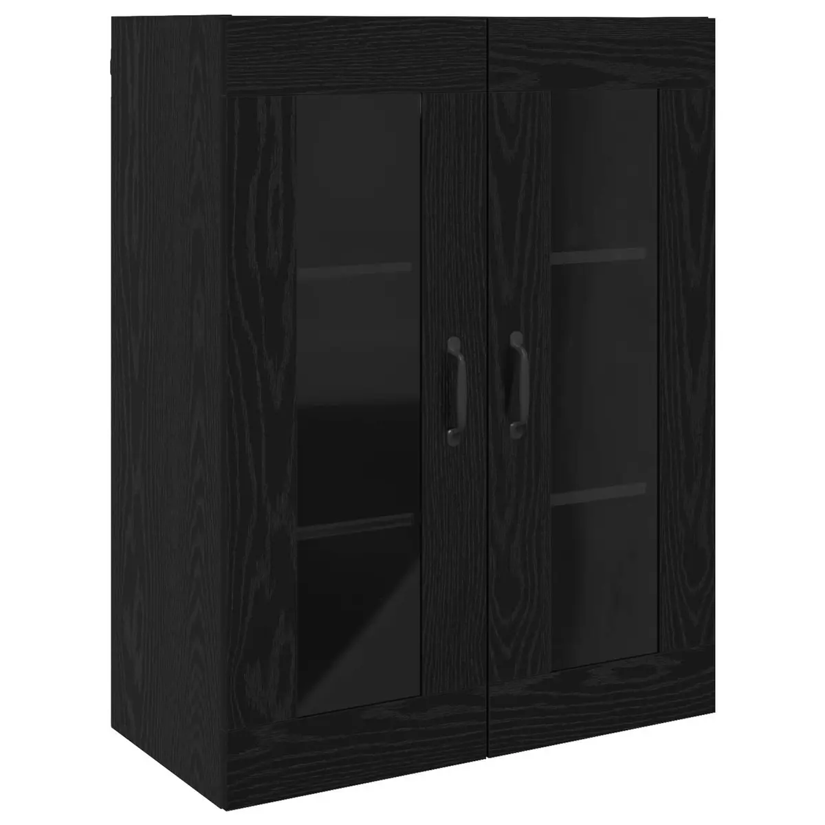 Wall-mounted Storage Cabinet Black Oak Modern Shelving Unit Living Room Office