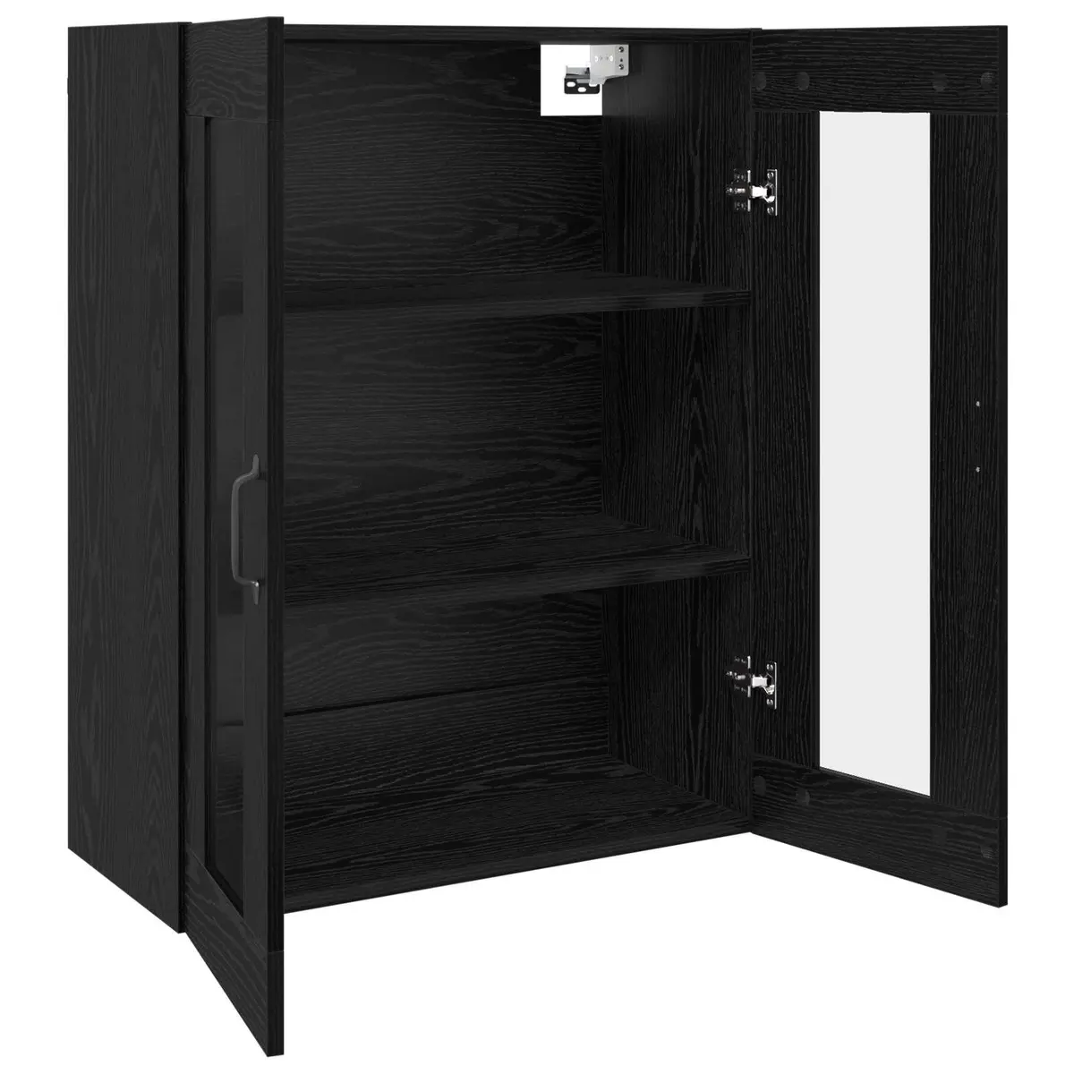 Wall-mounted Storage Cabinet Black Oak Modern Shelving Unit Living Room Office