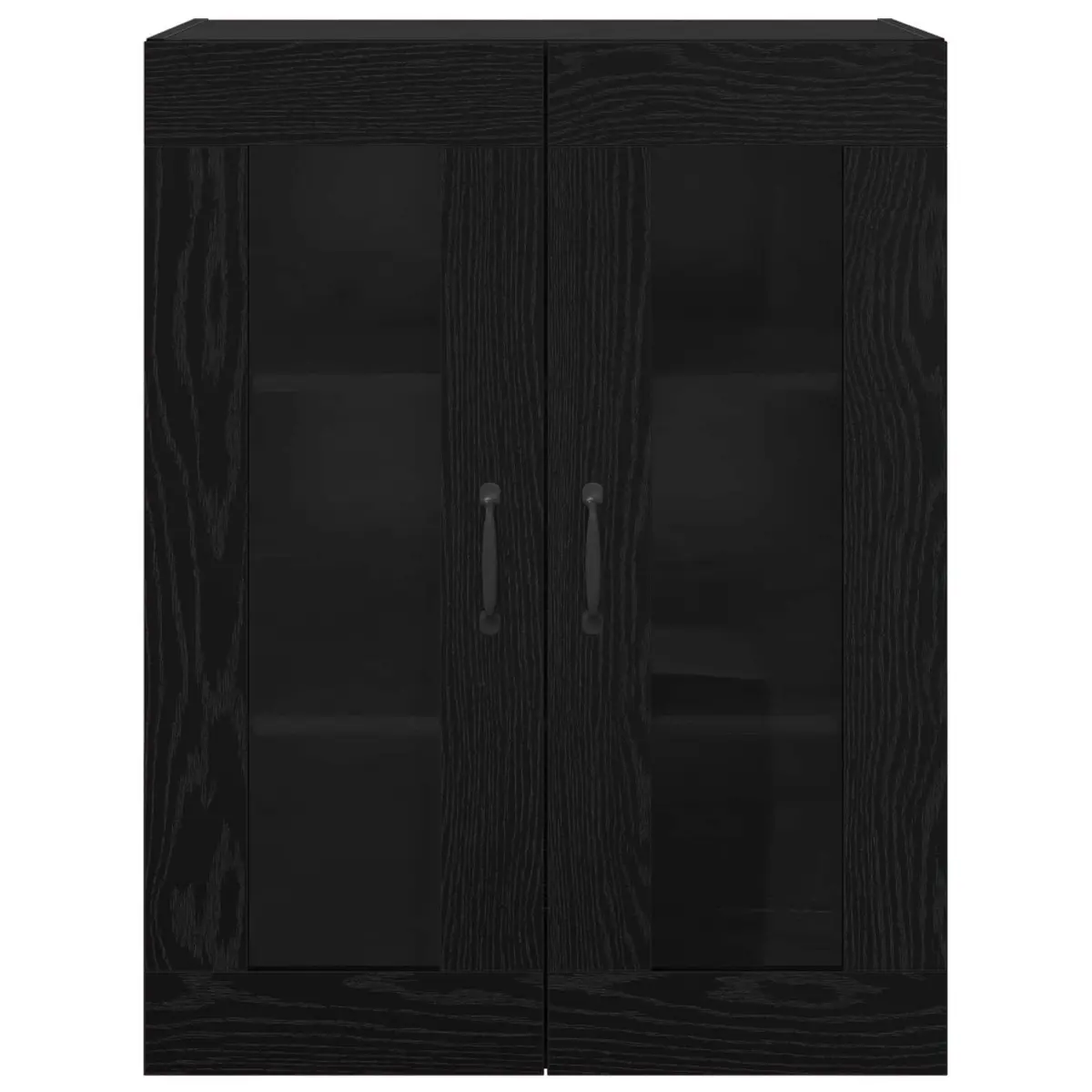 Wall-mounted Storage Cabinet Black Oak Modern Shelving Unit Living Room Office