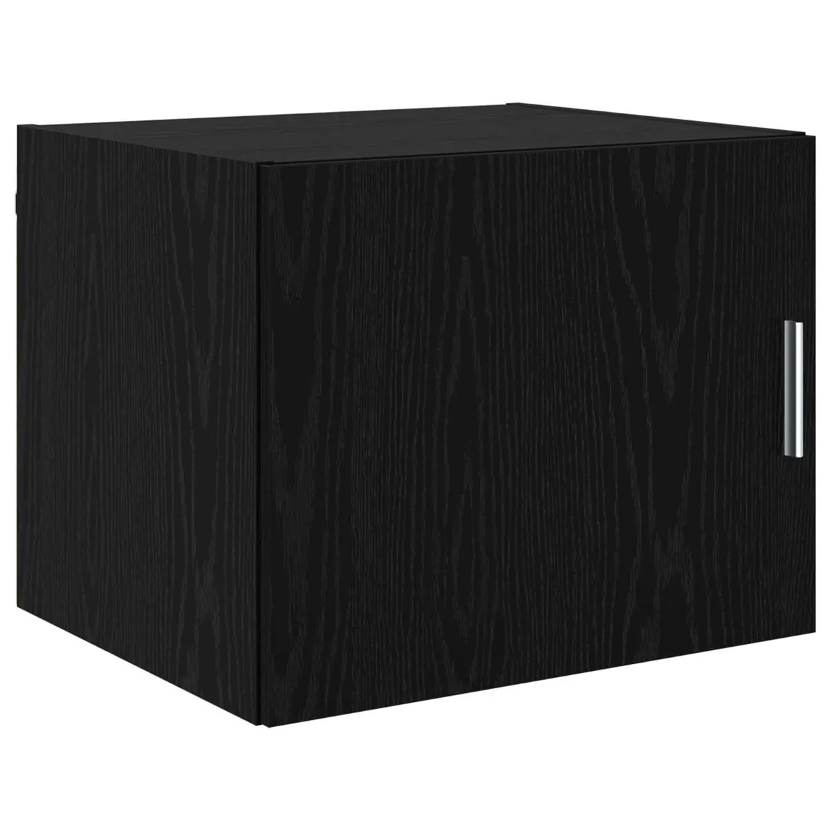 Black Oak Wall Cabinet Rustic Wooden Storage Unit for Living Room 50x42.5x40cm