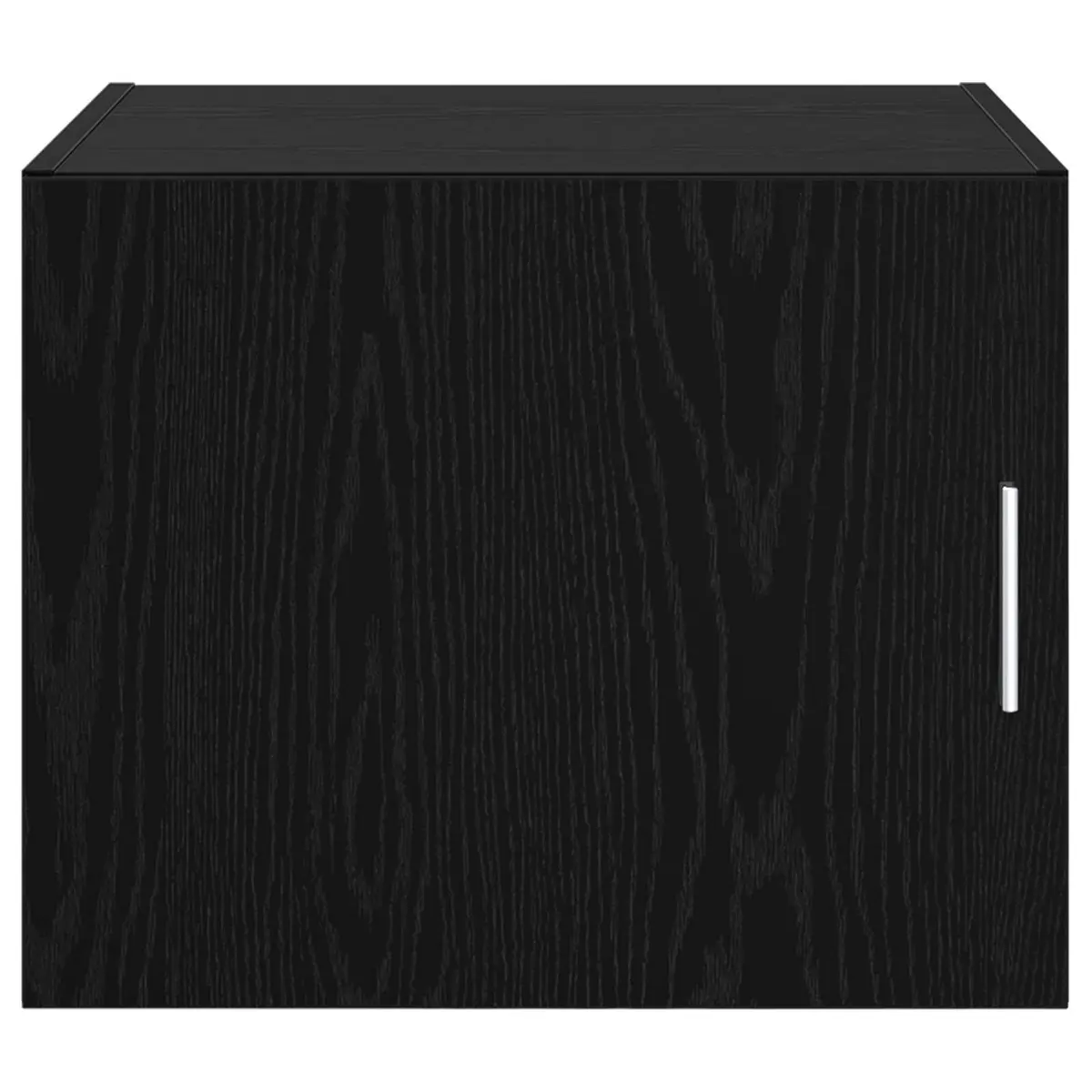 Black Oak Wall Cabinet Rustic Wooden Storage Unit for Living Room 50x42.5x40cm