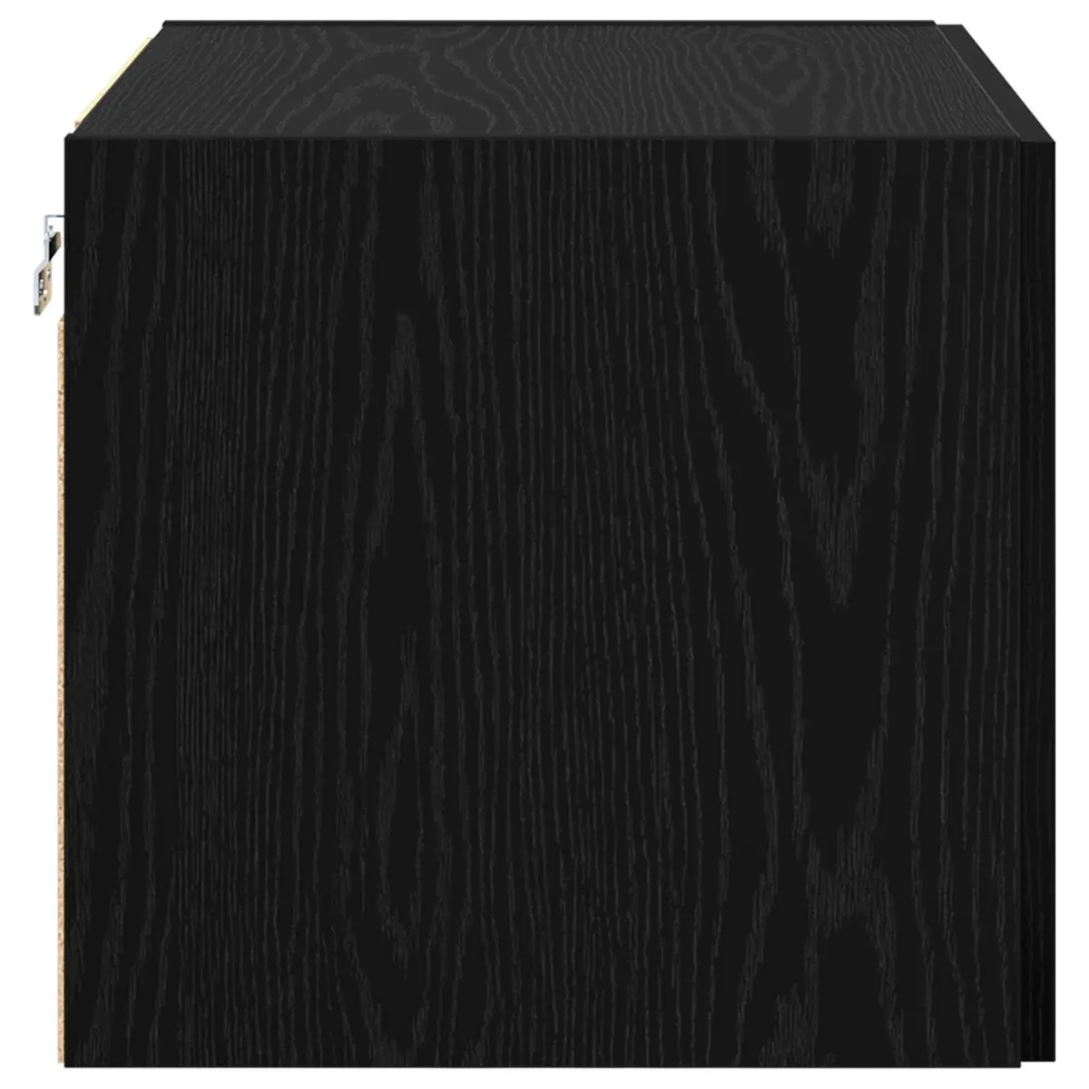 Black Oak Wall Cabinet Rustic Wooden Storage Unit for Living Room 50x42.5x40cm
