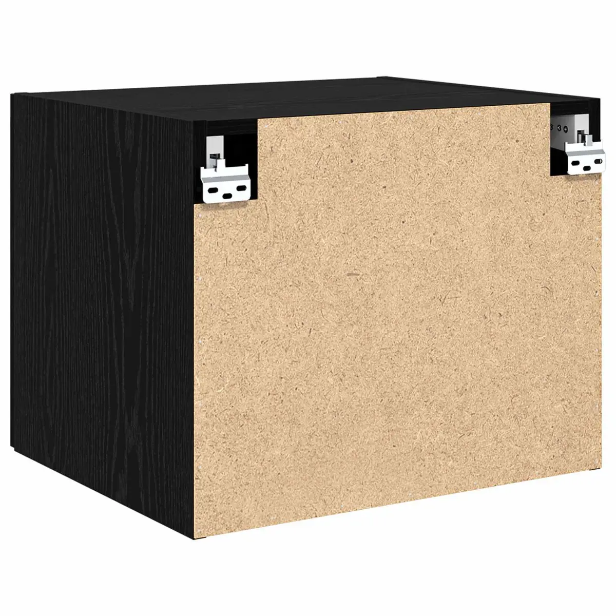 Black Oak Wall Cabinet Rustic Wooden Storage Unit for Living Room 50x42.5x40cm
