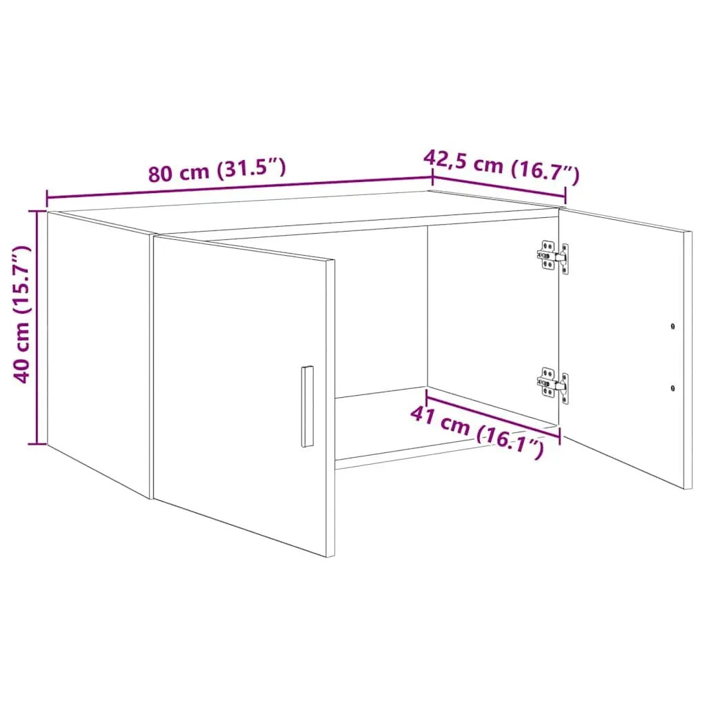 Wall Cabinet Brown Storage Furniture Engineered Wood 80 x 42.5 x 40 cm Mounted