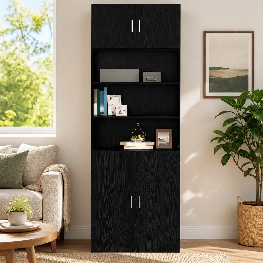 Wall Cabinet Black oak Storage Furniture Engineered Wood Sideboard 80x42.5x40cm