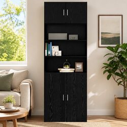 Practical Black Oak Wall Cabinet for Daily Use
