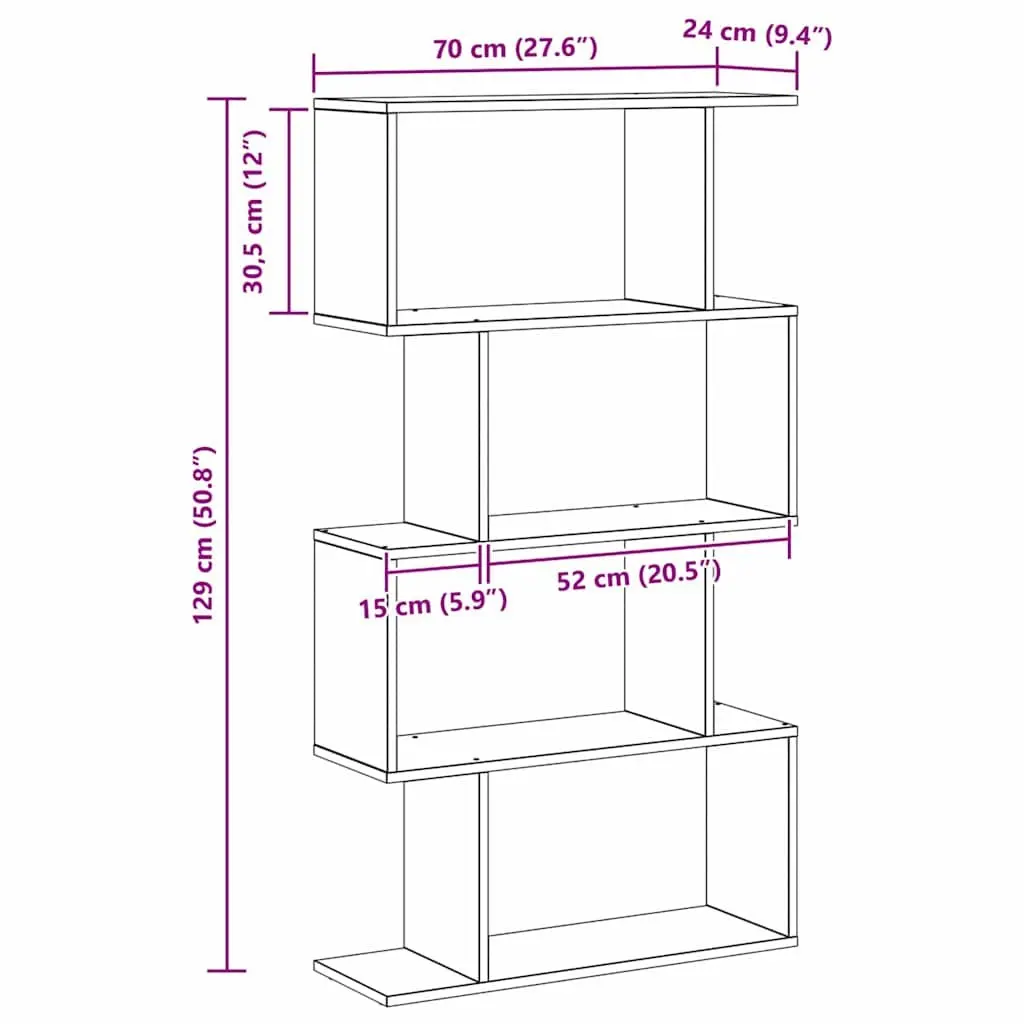 Book Cabinet Black Oak Storage Shelves Modern Engineered Wood Freestanding Unit