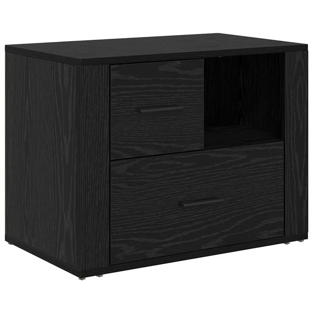 Bedside Cabinet Black Oak 35 x 60 x 50 cm Engineered Wood Bedroom Storage