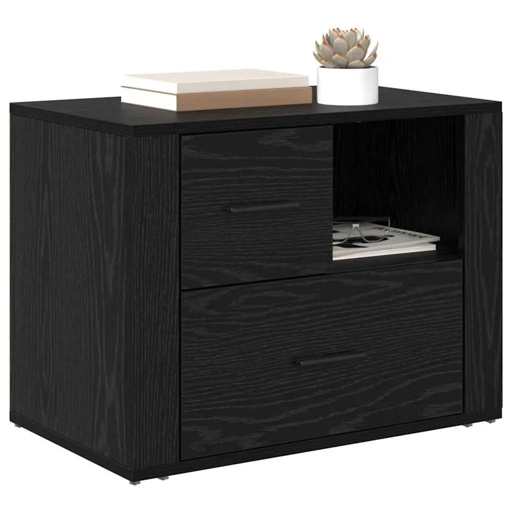 Bedside Cabinet Black Oak 35 x 60 x 50 cm Engineered Wood Bedroom Storage