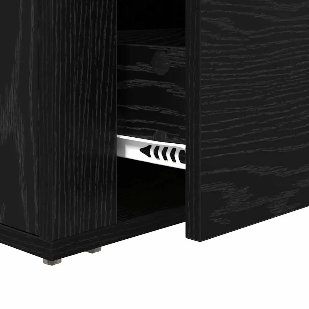Bedside Cabinet Black Oak 35 x 60 x 50 cm Engineered Wood Bedroom Storage