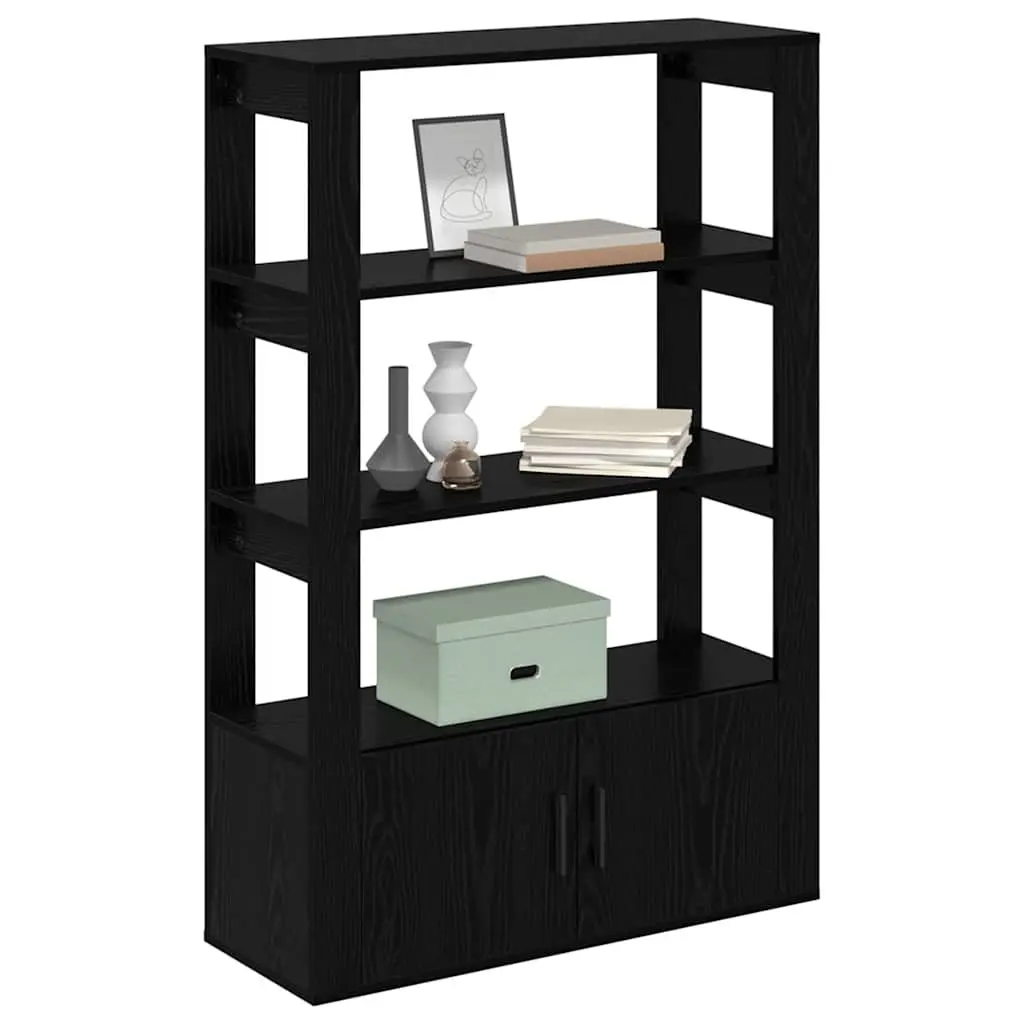 Black Sideboard Storage Cabinet Buffet with Adjustable Shelves Flush Doors
