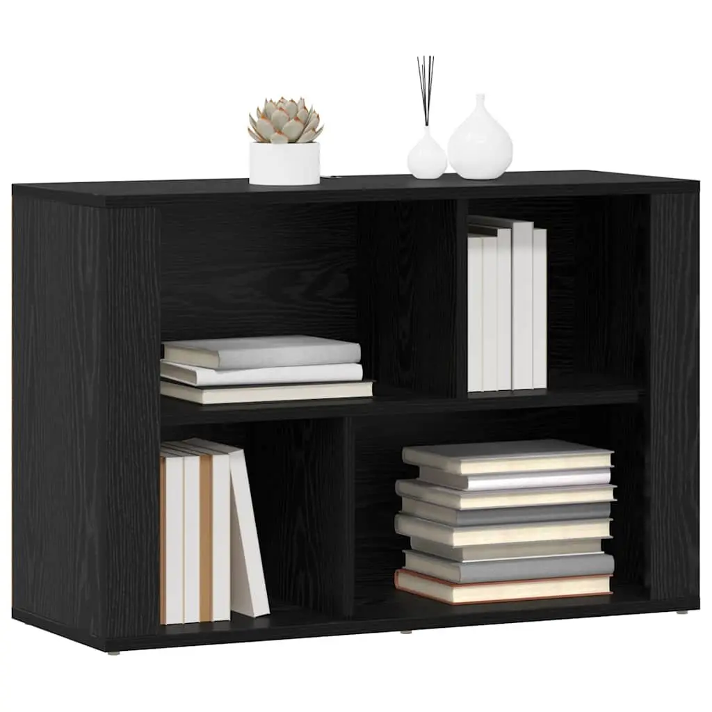 Black Oak Sideboard Engineered Wood 80x30x53cm Storage Cabinet Shelved Living Room