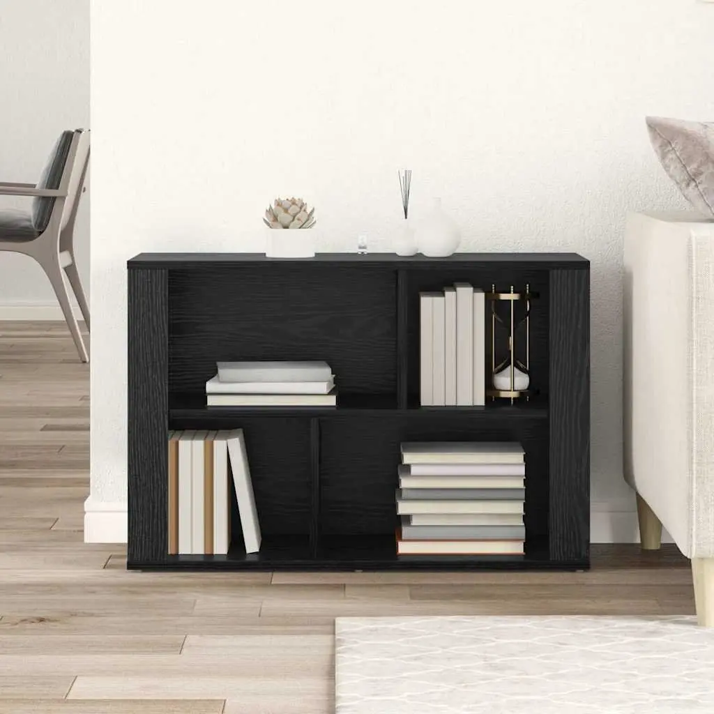 Black Oak Sideboard Engineered Wood 80x30x53cm Storage Cabinet Shelved Living Room