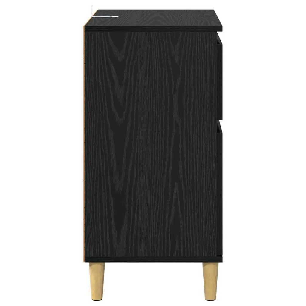 Sideboard Cabinet Storage Furniture Engineered Wood Black Oak 60x35x70cm with Drawer and Hinged Doors