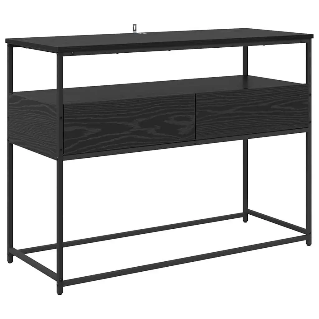 Console Table Engineered Wood 100 x 40 x 75 cm Black Modern Hallway Entryway Storage Shelves