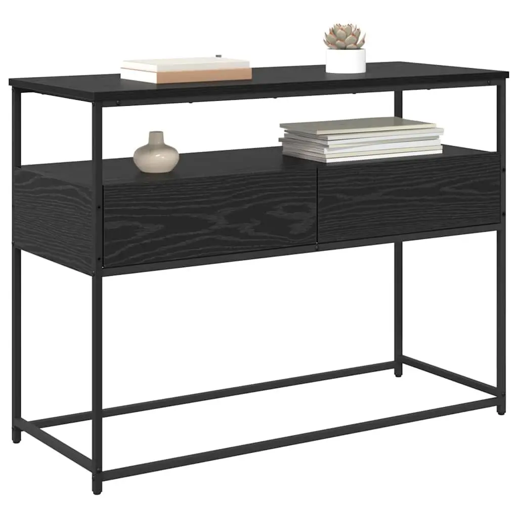 Console Table Engineered Wood 100 x 40 x 75 cm Black Modern Hallway Entryway Storage Shelves