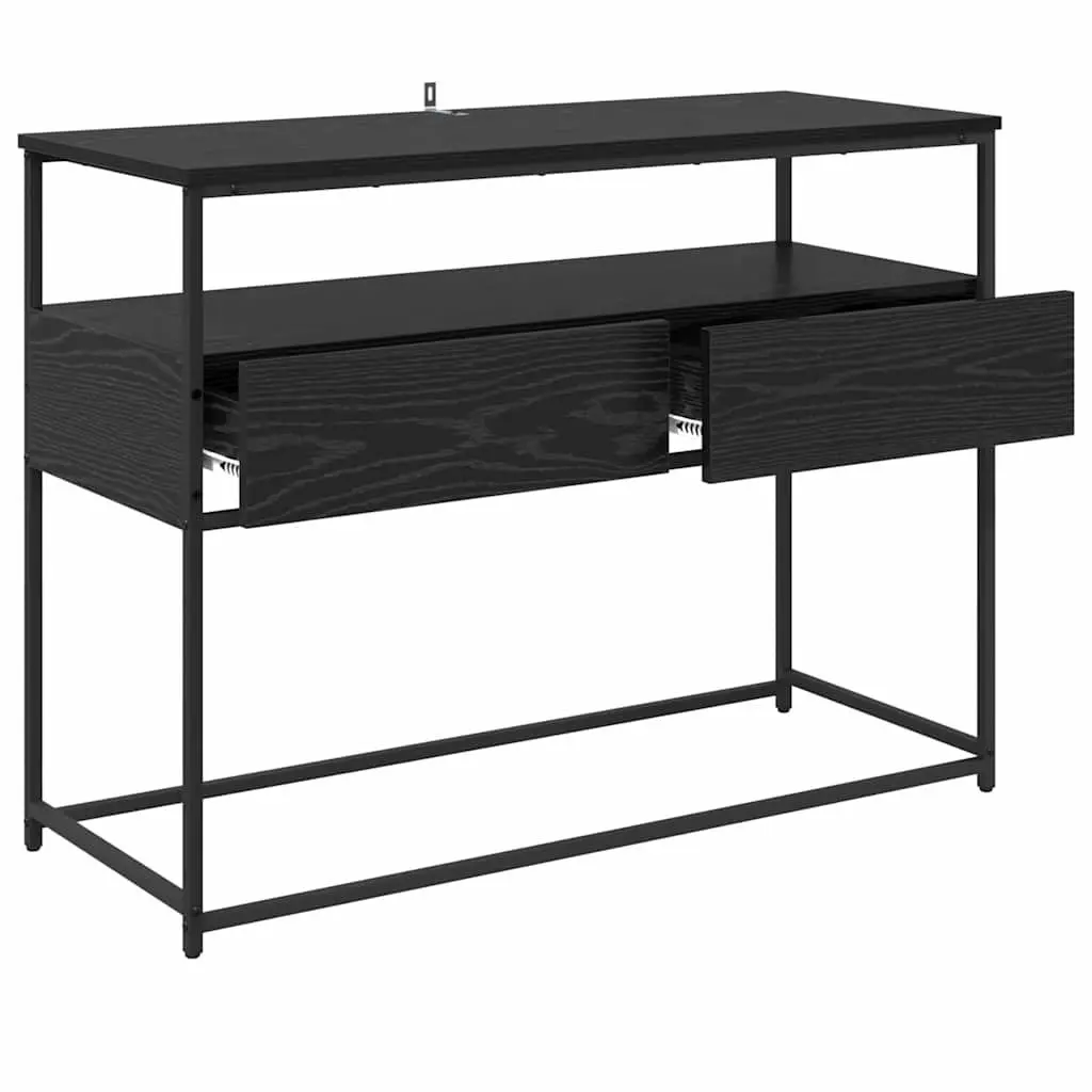 Console Table Engineered Wood 100 x 40 x 75 cm Black Modern Hallway Entryway Storage Shelves
