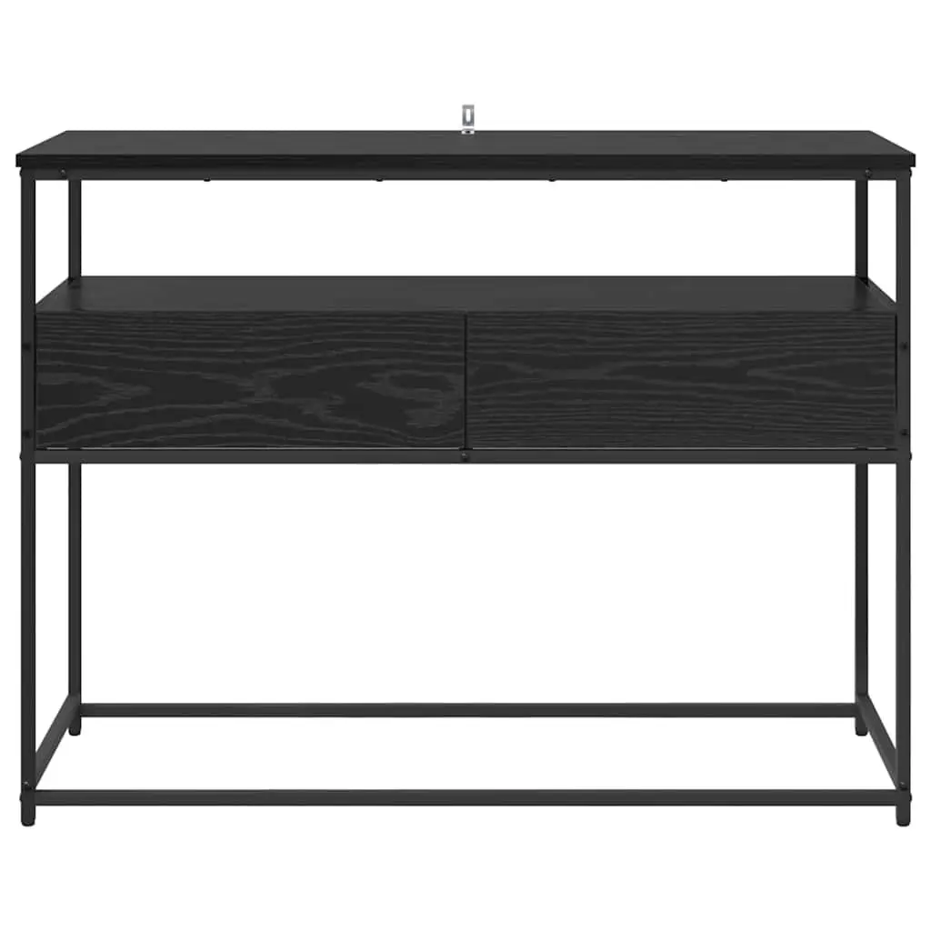 Console Table Engineered Wood 100 x 40 x 75 cm Black Modern Hallway Entryway Storage Shelves