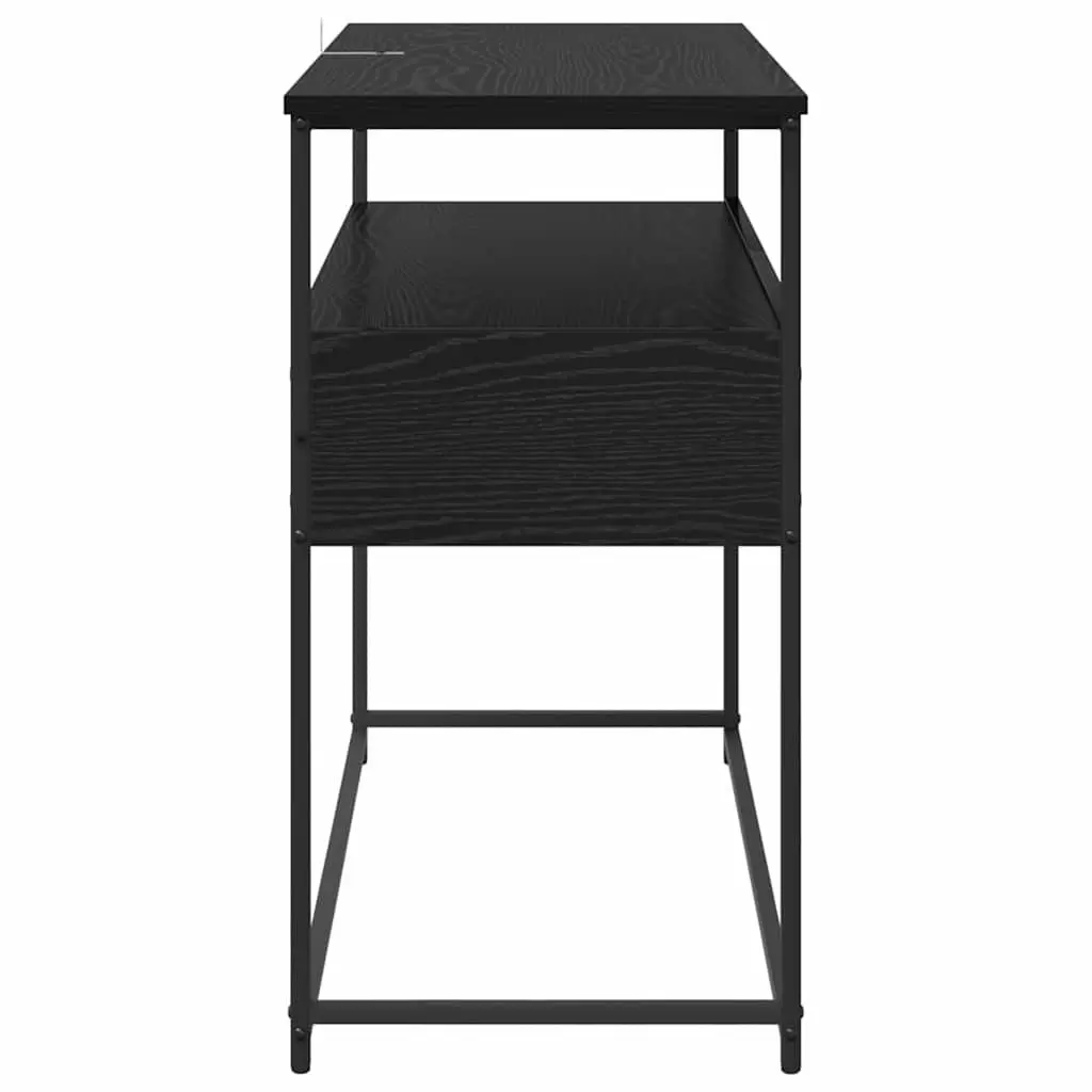 Console Table Engineered Wood 100 x 40 x 75 cm Black Modern Hallway Entryway Storage Shelves