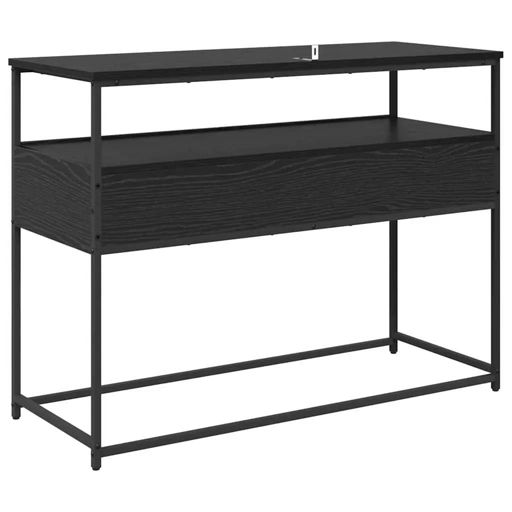 Console Table Engineered Wood 100 x 40 x 75 cm Black Modern Hallway Entryway Storage Shelves