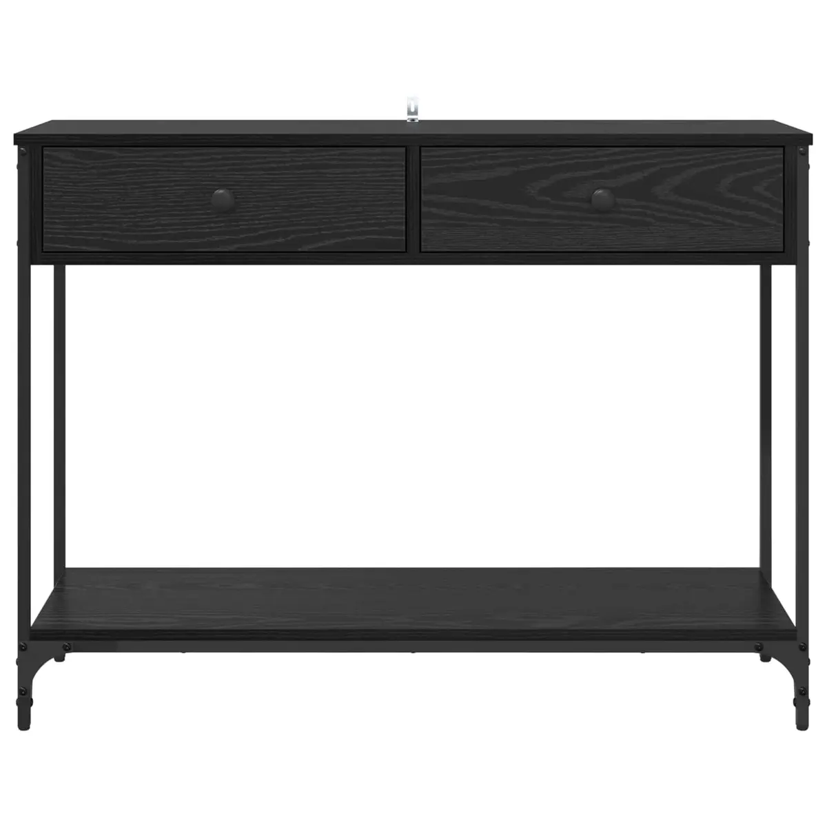 Console Table Black Oak 100x34.5x75cm Storage Shelves Drawers Industrial Design
