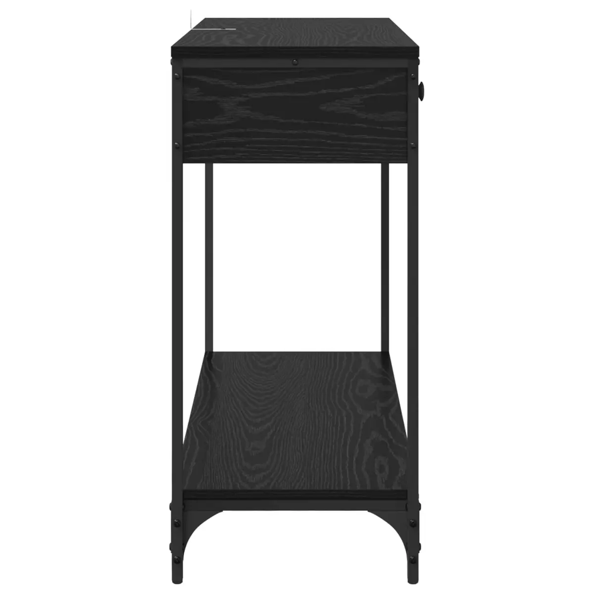Console Table Black Oak 100x34.5x75cm Storage Shelves Drawers Industrial Design