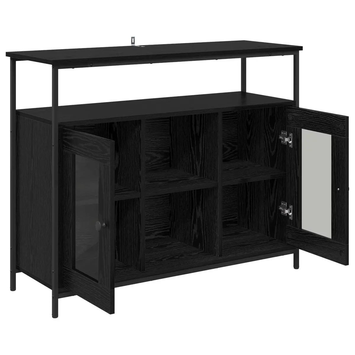 Sideboard Black Oak Modern Engineered Wood Storage Cabinet Dining Kitchen Buffet