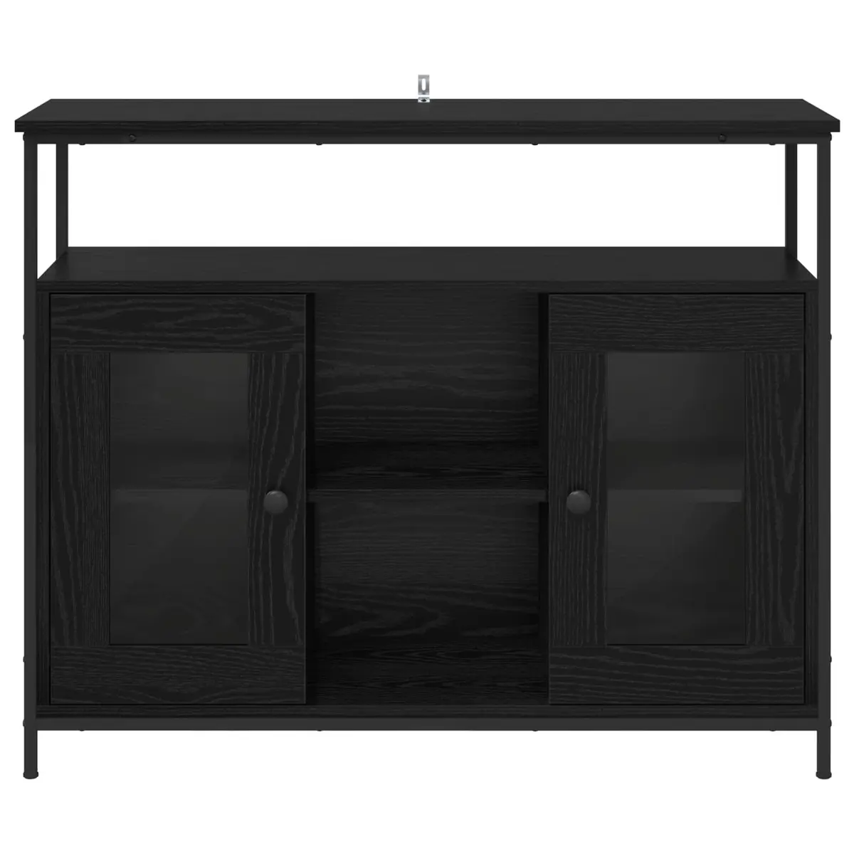 Sideboard Black Oak Modern Engineered Wood Storage Cabinet Dining Kitchen Buffet