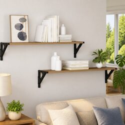 Wall Shelves Wall-Mounted Floating Shelves Living Room Storage Organizer Brown