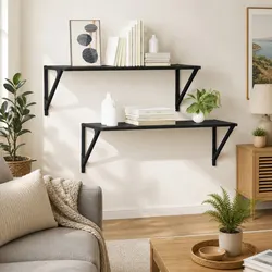 Functional Black Wall Shelves for Home or Office, 80 x 25 cm