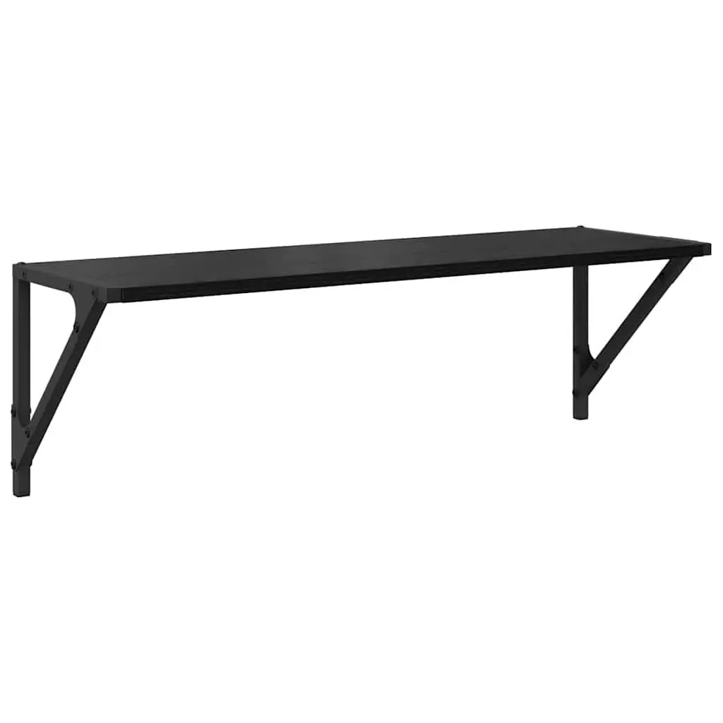 Wall Shelves Engineered Wood Black 80cm x 25cm x 25.5cm Floating Set of 2 Modern
