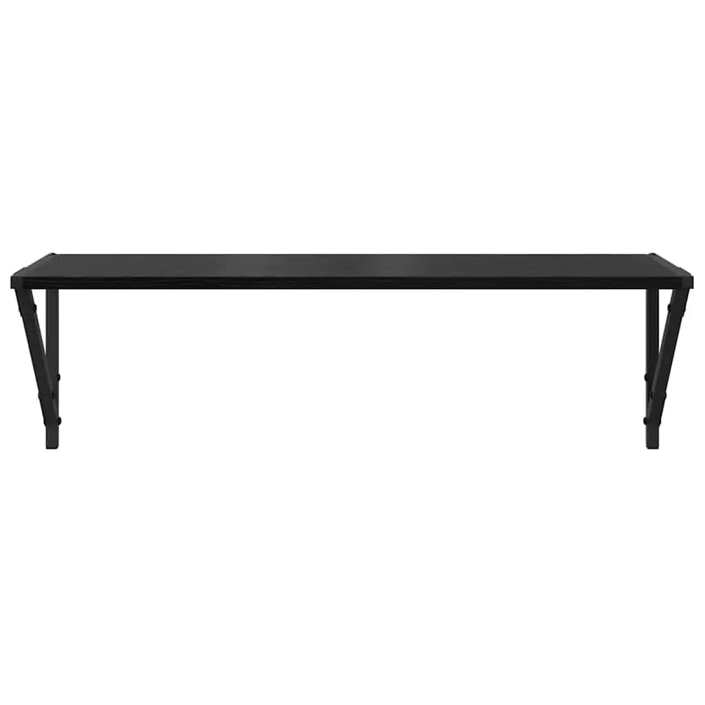 Wall Shelves Engineered Wood Black 80cm x 25cm x 25.5cm Floating Set of 2 Modern