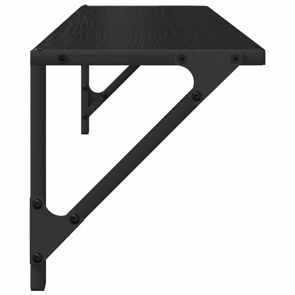 Wall Shelves Engineered Wood Black 80cm x 25cm x 25.5cm Floating Set of 2 Modern