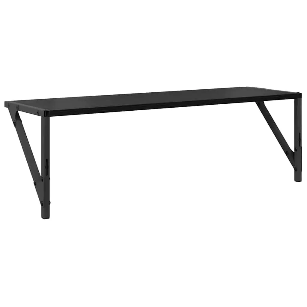 Wall Shelves Engineered Wood Black 80cm x 25cm x 25.5cm Floating Set of 2 Modern