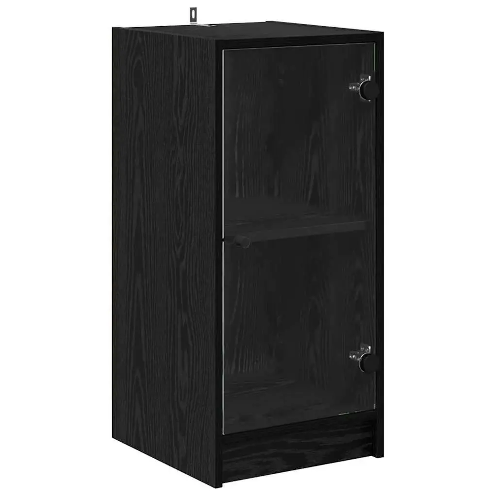 Sideboard Storage Cabinet Engineered Wood Black with Glass Doors 35x37x76cm