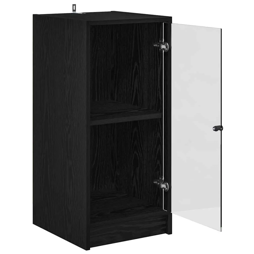 Sideboard Storage Cabinet Engineered Wood Black with Glass Doors 35x37x76cm