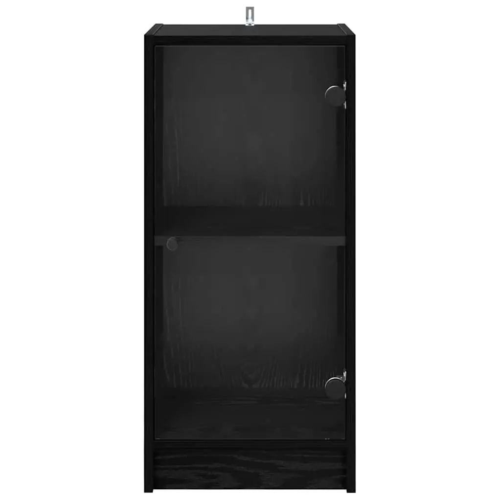 Sideboard Storage Cabinet Engineered Wood Black with Glass Doors 35x37x76cm