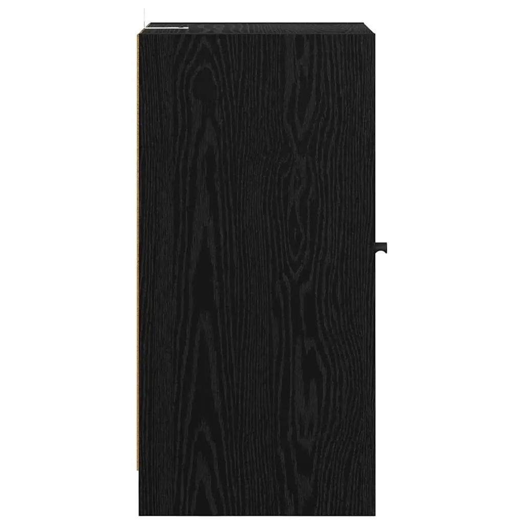 Sideboard Storage Cabinet Engineered Wood Black with Glass Doors 35x37x76cm