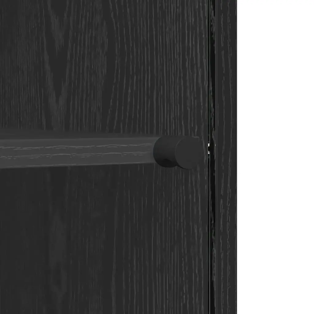 Sideboard Storage Cabinet Engineered Wood Black with Glass Doors 35x37x76cm