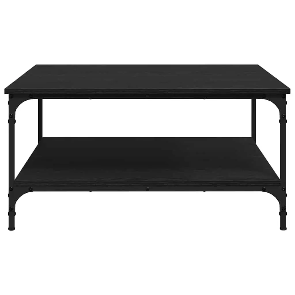 Coffee Table Engineered Wood and Metal Black Industrial Style 80 x 80 x 40 cm