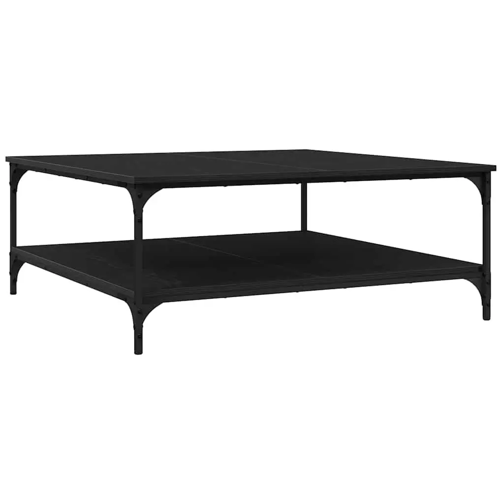 Industrial Coffee Table Engineered Wood and Metal 100x100x40cm Black