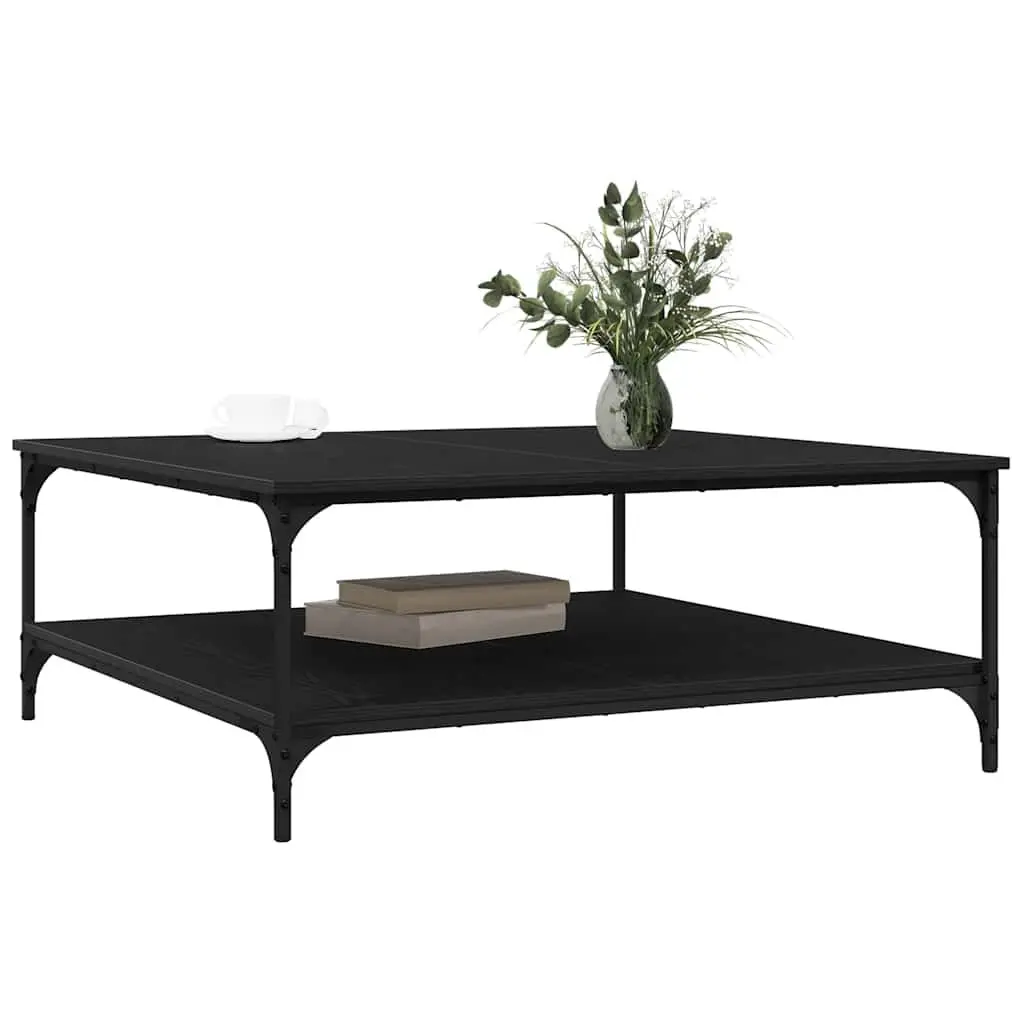Industrial Coffee Table Engineered Wood and Metal 100x100x40cm Black