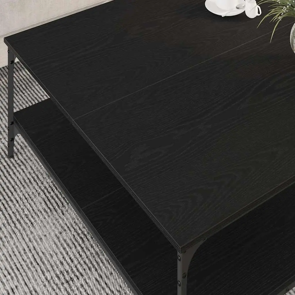 Industrial Coffee Table Engineered Wood and Metal 100x100x40cm Black