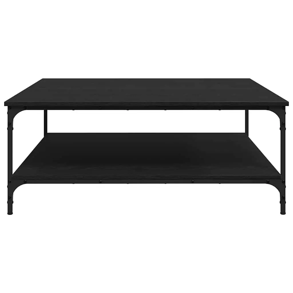 Industrial Coffee Table Engineered Wood and Metal 100x100x40cm Black