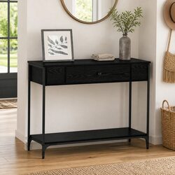 Versatile Black Oak Console Table for Various Spaces