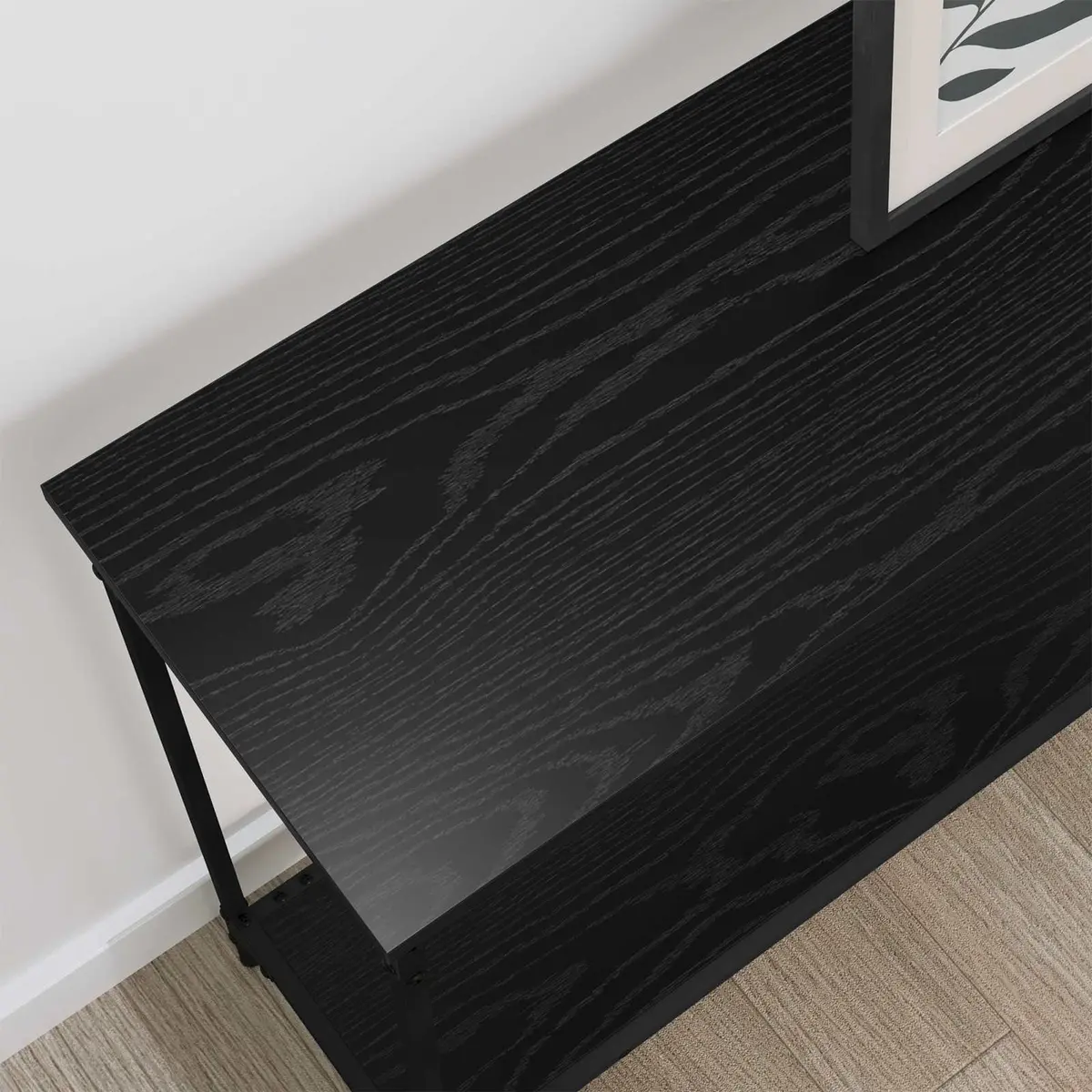 Console Table Black Engineered Wood Compact Steel Frame 101cm x 30.5cm x 75cm Industrial Style Storage Display